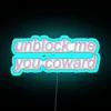 Add humorous retro flair with pastel 'unblock me' neon sign