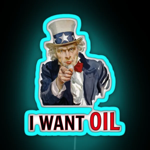 Uncle Sam I Want Oil Impropaganda RGB Neon Sign