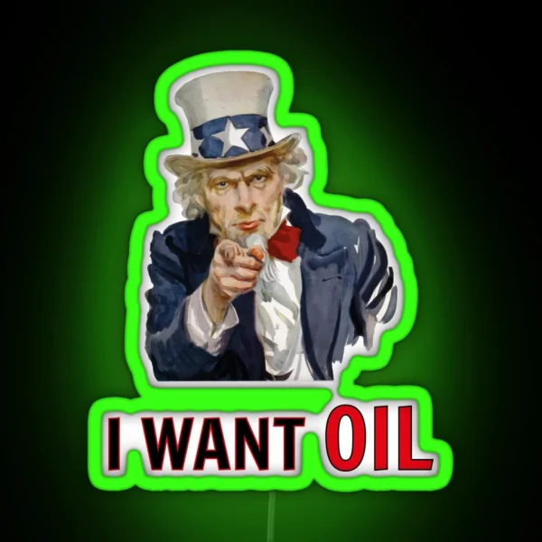 Uncle Sam I Want Oil Impropaganda RGB Neon Sign