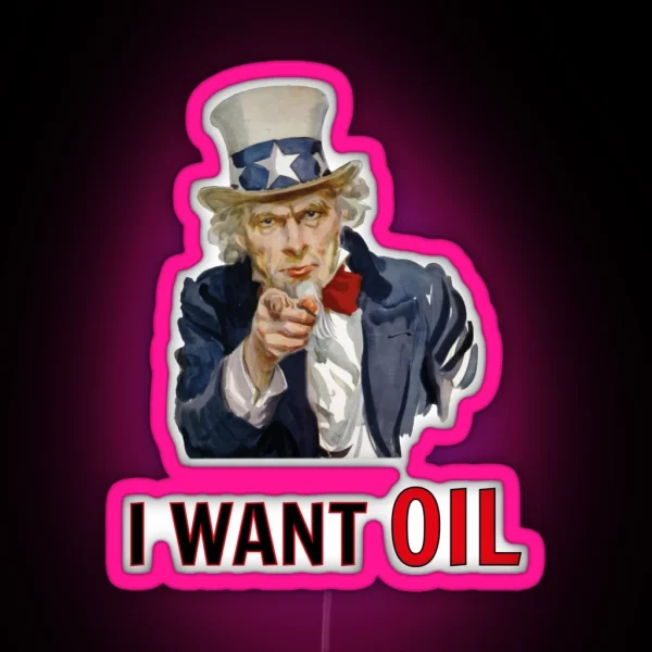 Uncle Sam I Want Oil Impropaganda RGB Neon Sign
