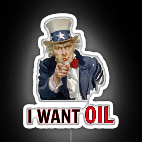 Uncle Sam I Want Oil Impropaganda RGB Neon Sign