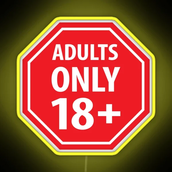 Under Eighteen Years Prohibition Sign Adults Only RGB Neon Sign