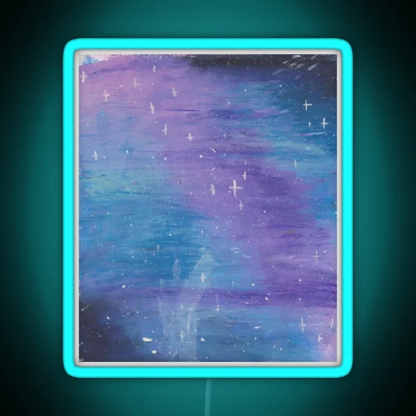 Unfamilar Waters Space Themed Oil Pastel Print RGB Neon Sign