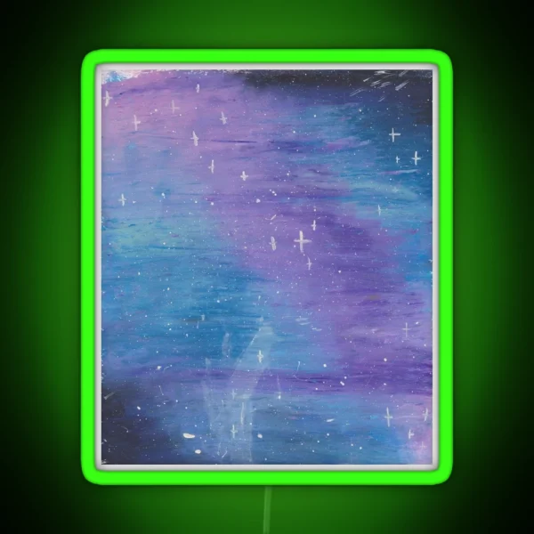 Unfamilar Waters Space Themed Oil Pastel Print RGB Neon Sign