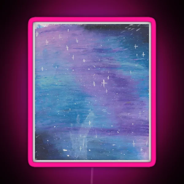 Unfamilar Waters Space Themed Oil Pastel Print RGB Neon Sign