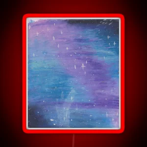 Unfamilar Waters Space Themed Oil Pastel Print RGB Neon Sign
