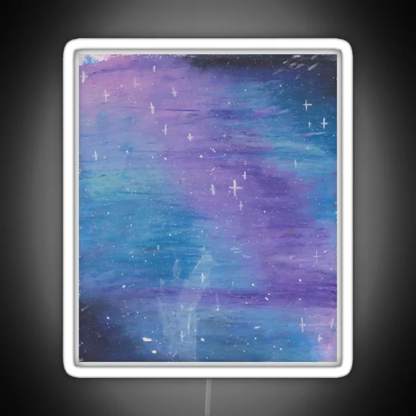 Unfamilar Waters Space Themed Oil Pastel Print RGB Neon Sign