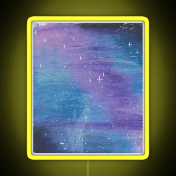 Unfamilar Waters Space Themed Oil Pastel Print RGB Neon Sign