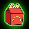 Neon Unhappy Meal Box Sign - Retro Inspired Restaurant Decorations Art
