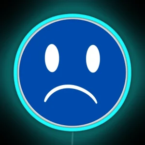 Unhappy Smiley Blue RGB Neon Sign