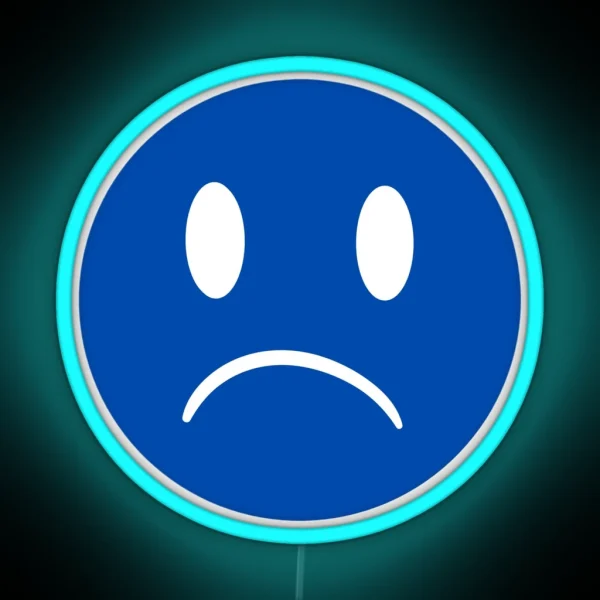 Unhappy Smiley Blue RGB Neon Sign