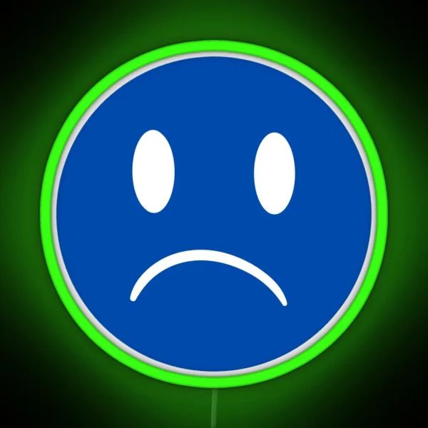 Unhappy Smiley Blue RGB Neon Sign