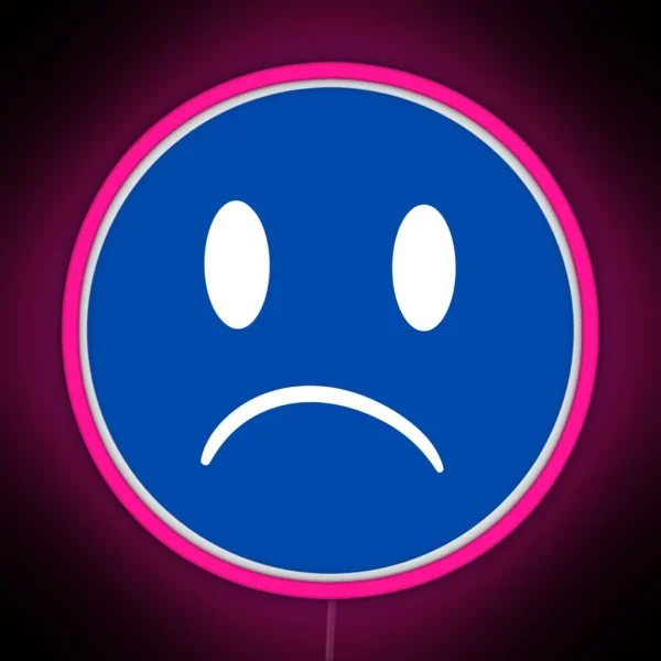 Unhappy Smiley Blue RGB Neon Sign
