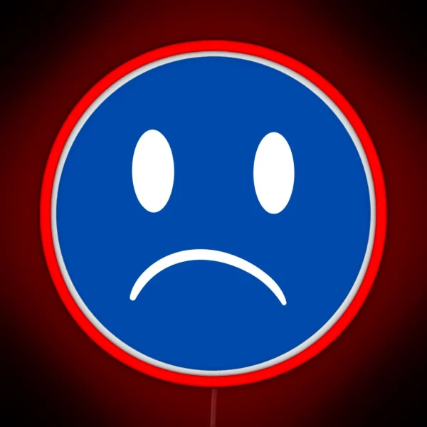 Unhappy Smiley Blue RGB Neon Sign