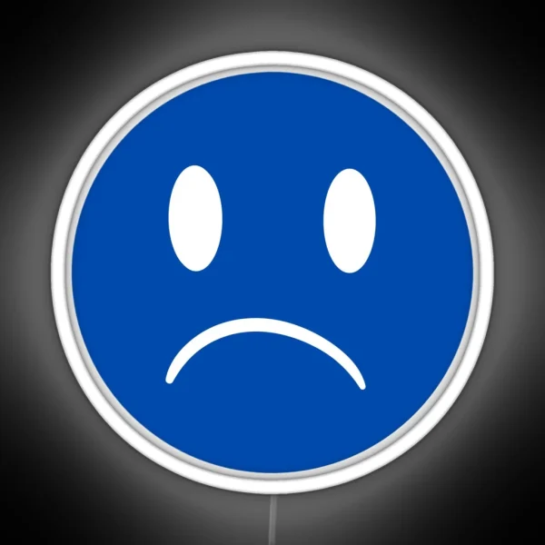 Unhappy Smiley Blue RGB Neon Sign