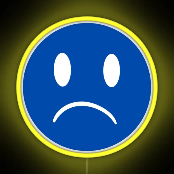 Unhappy Smiley Blue RGB Neon Sign