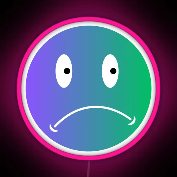 Unhappy Smiley Blue RGB Neon Sign