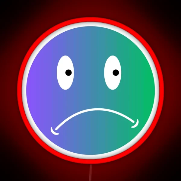 Unhappy Smiley Blue RGB Neon Sign