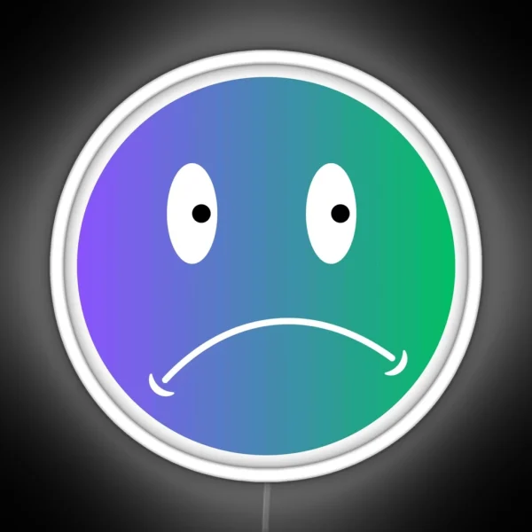 Unhappy Smiley Blue RGB Neon Sign