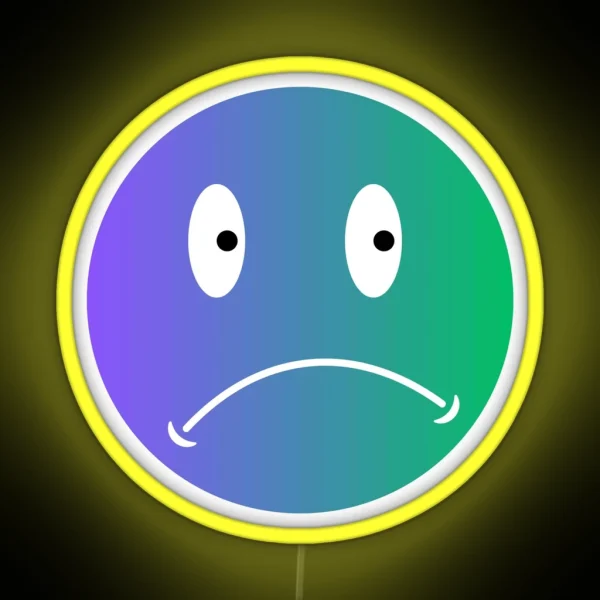 Unhappy Smiley Blue RGB Neon Sign