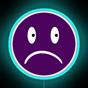 Unhappy Smiley Purple RGB Neon Sign