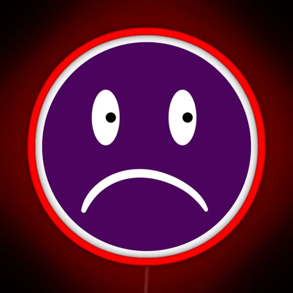 Unhappy Smiley Purple RGB Neon Sign