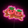 Unhappy Tomatoes Warning Sign with Bright Neon Red and Blue Lights