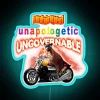 Neon rebellion in a box: Unapologetic raccoon defiantly lights up space.