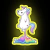 Vibrant LED unicorn fart display with colorful neon effects online.