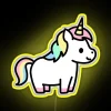 Vibrant rainbow-colored Unicorn neon sign with colorful LED lighting effect.
