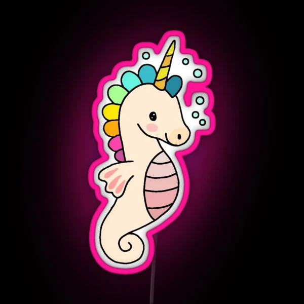 Unicorn Seahorse RGB Neon Sign