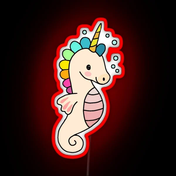 Unicorn Seahorse RGB Neon Sign
