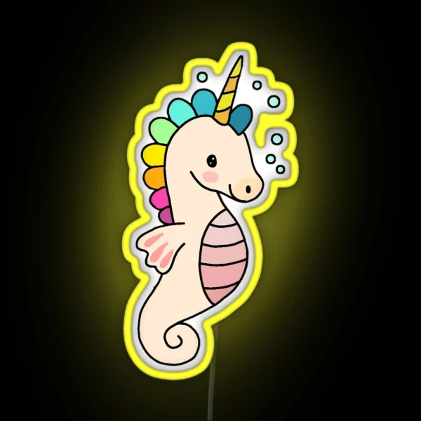 Unicorn Seahorse RGB Neon Sign