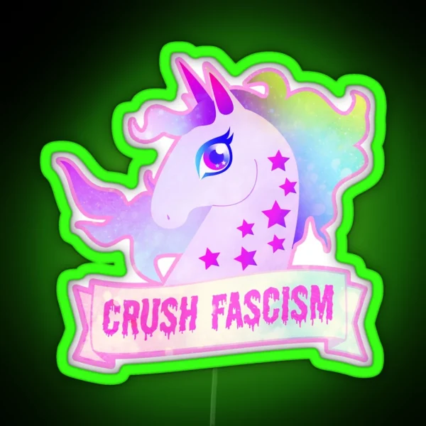 Unicorns Against Fascism RGB Neon Sign