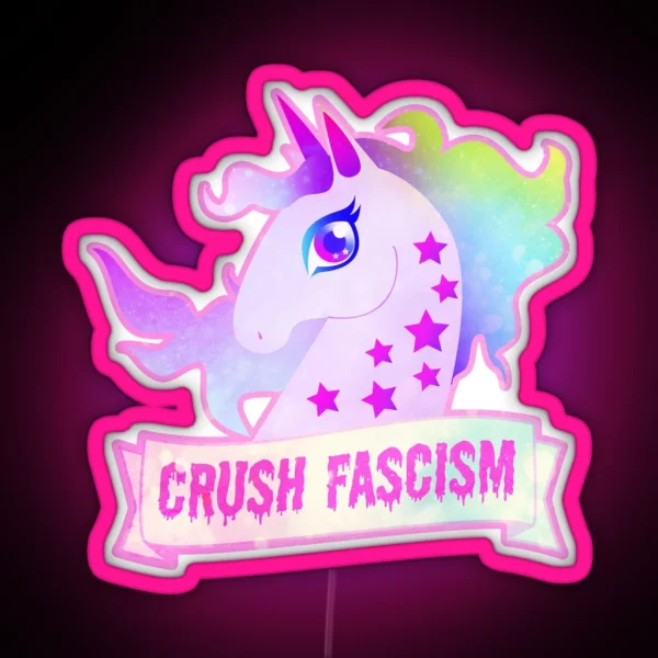 Unicorns Against Fascism RGB Neon Sign