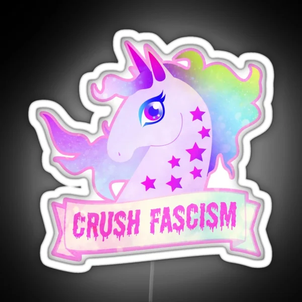 Unicorns Against Fascism RGB Neon Sign