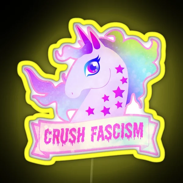 Unicorns Against Fascism RGB Neon Sign