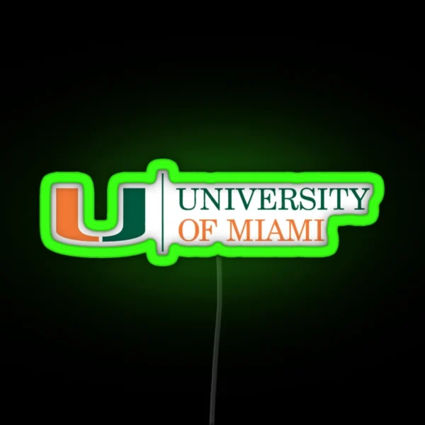 University Of Miami Horizontal Logo Go Canes RGB Neon Sign