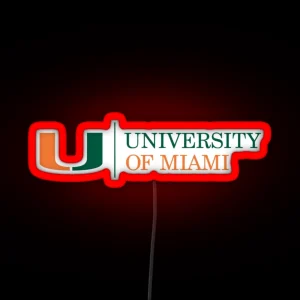 University Of Miami Horizontal Logo Go Canes RGB Neon Sign