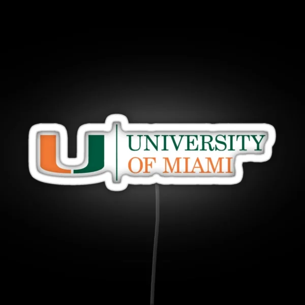 University Of Miami Horizontal Logo Go Canes RGB Neon Sign