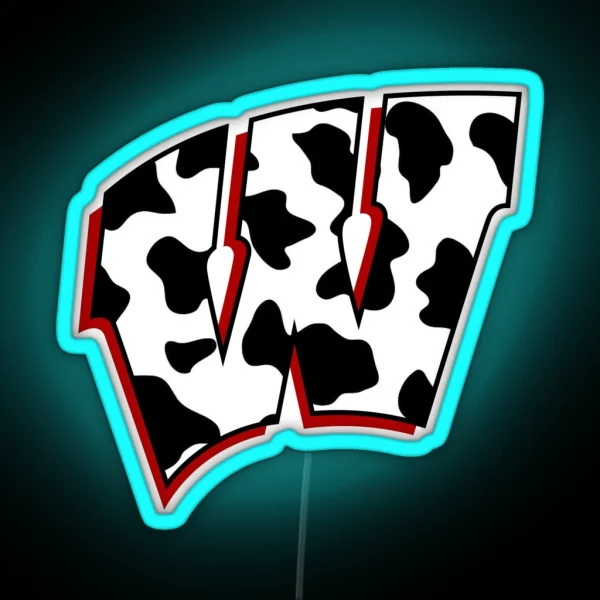 University Of Wisconsin Cow Print RGB Neon Sign