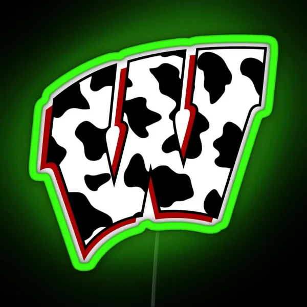 University Of Wisconsin Cow Print RGB Neon Sign