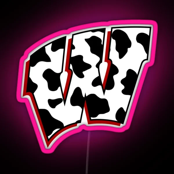 University Of Wisconsin Cow Print RGB Neon Sign