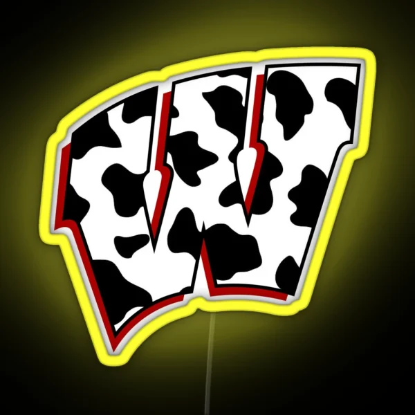 University Of Wisconsin Cow Print RGB Neon Sign