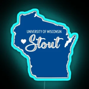 University Of Wisconsin Stout Heart Map RGB Neon Sign