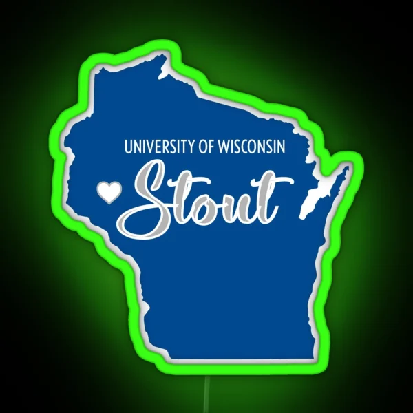 University Of Wisconsin Stout Heart Map RGB Neon Sign