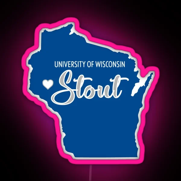 University Of Wisconsin Stout Heart Map RGB Neon Sign