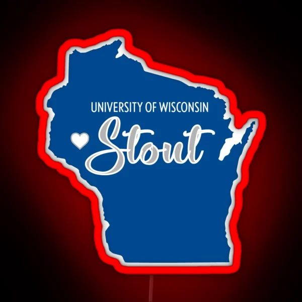 University Of Wisconsin Stout Heart Map RGB Neon Sign
