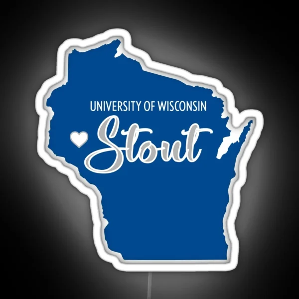 University Of Wisconsin Stout Heart Map RGB Neon Sign