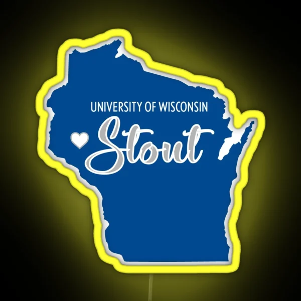University Of Wisconsin Stout Heart Map RGB Neon Sign